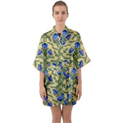 Pattern Thistle Structure Texture Quarter Sleeve Kimono Robe by Pakrebo