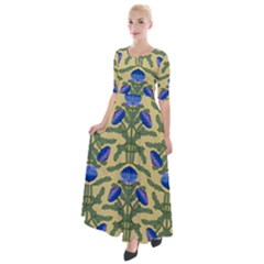 Pattern Thistle Structure Texture Half Sleeves Maxi Dress by Pakrebo