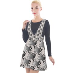 Seamless Tessellation Background Plunge Pinafore Velour Dress