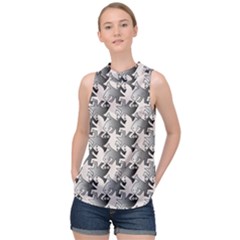 Seamless Tessellation Background High Neck Satin Top