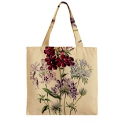 Botanical Print Antique Flora Plant Zipper Grocery Tote Bag