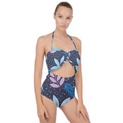 Pattern Nature Color Banner Modern Scallop Top Cut Out Swimsuit