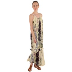 Botanical Print Antique Floral Cami Maxi Ruffle Chiffon Dress by Pakrebo