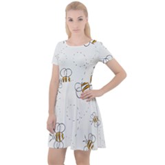 Pattern Design Nature Art Drawing Cap Sleeve Velour Dress 