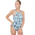 Bananas Repetition Repeat Pattern High Neck One Piece Swimsuit View1