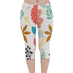 Design Nature Color Banner Modern Velvet Capri Leggings 