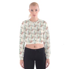 Floral Pattern Scrapbook Decorative Cropped Sweatshirt by Pakrebo