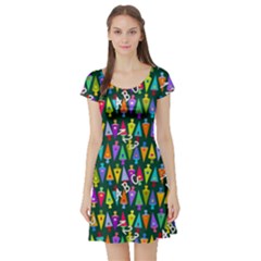 Pattern Back To School Schultüte Short Sleeve Skater Dress