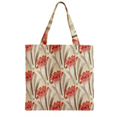 Flower Flora Leaf Wallpaper Zipper Grocery Tote Bag by Pakrebo