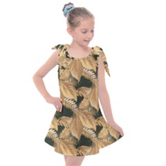 Scrapbook Leaves Decorative Kids  Tie Up Tunic Dress by Pakrebo