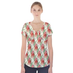 Seamless Background Vintage Short Sleeve Front Detail Top by Pakrebo