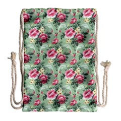 Floral Pattern Ornate Decorative Drawstring Bag (large)