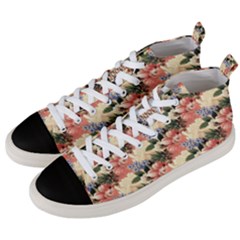 Flower Floral Decoration Pattern Men s Mid-top Canvas Sneakers by Pakrebo