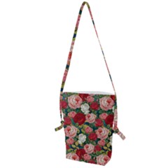 Roses Repeat Floral Bouquet Folding Shoulder Bag by Pakrebo