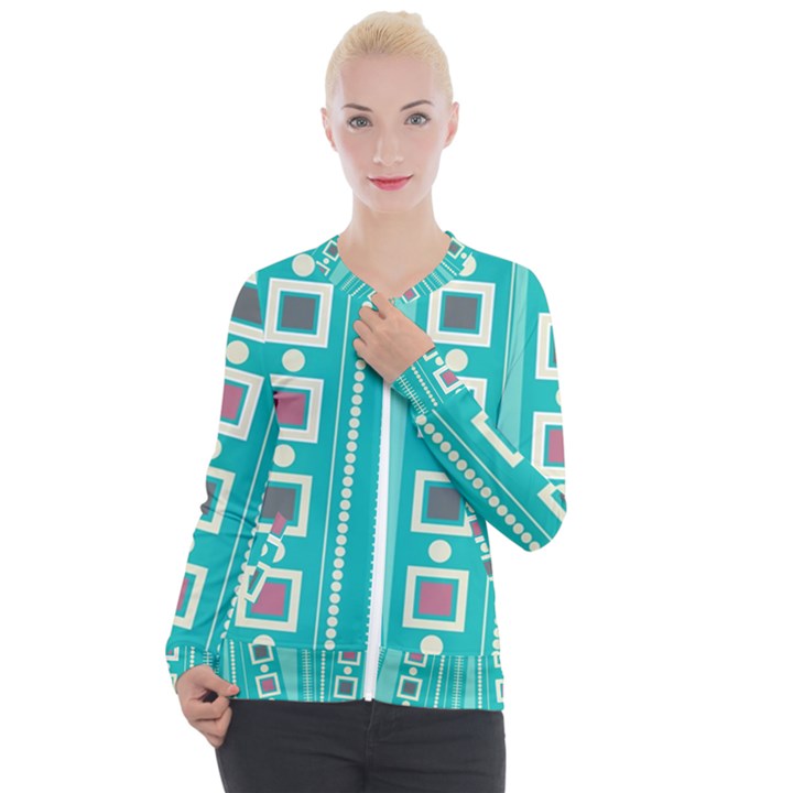 Non Seamless Pattern Background Blue Casual Zip Up Jacket