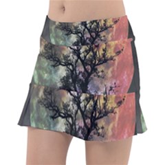 Full Moon Silhouette Tree Night Tennis Skirt by Pakrebo