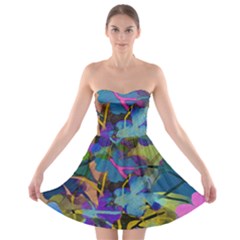 Flowers Abstract Branches Strapless Bra Top Dress by Pakrebo