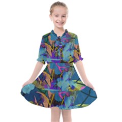 Flowers Abstract Branches Kids  All Frills Chiffon Dress