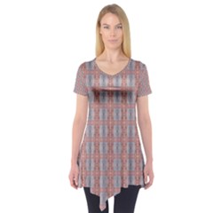 Pink Graphics Pattern Ornament Short Sleeve Tunic 