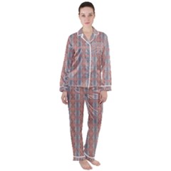Pink Graphics Pattern Ornament Satin Long Sleeve Pyjamas Set