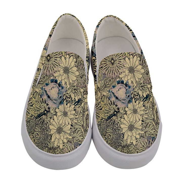 Abstract Art Artistic Botanical Women s Canvas Slip Ons