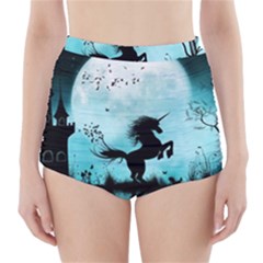 Wonderful Unicorn Silhouette In The Night High-waisted Bikini Bottoms by FantasyWorld7