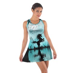 Wonderful Unicorn Silhouette In The Night Cotton Racerback Dress by FantasyWorld7