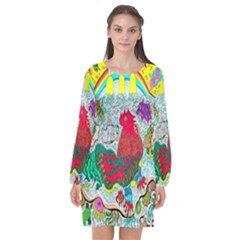 Supersonic Key West Gypsy Blast Long Sleeve Chiffon Shift Dress  by chellerayartisans