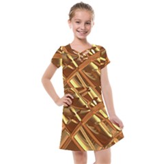 Gold Background Kids  Cross Web Dress