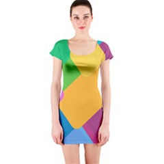 Geometry Nothing Color Short Sleeve Bodycon Dress