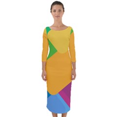 Geometry Nothing Color Quarter Sleeve Midi Bodycon Dress
