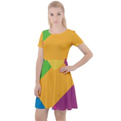 Geometry Nothing Color Cap Sleeve Velour Dress 