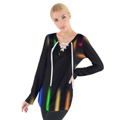 Neon Light Abstract Pattern Tie Up Tee by Mariart