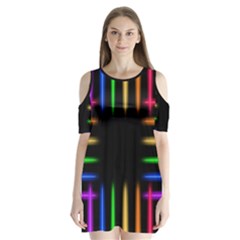 Neon Light Abstract Pattern Shoulder Cutout Velvet One Piece by Mariart