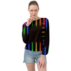 Neon Light Abstract Pattern Banded Bottom Chiffon Top by Mariart