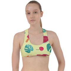 Watermelon Leaves Strawberry Criss Cross Racerback Sports Bra