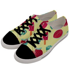Watermelon Leaves Strawberry Men s Low Top Canvas Sneakers by HermanTelo