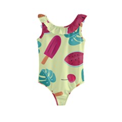Watermelon Leaves Strawberry Kids  Frill Swimsuit