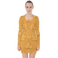 Fresh Potato Root V-neck Bodycon Long Sleeve Dress by HermanTelo