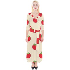 Fresh Tomato Quarter Sleeve Wrap Maxi Dress