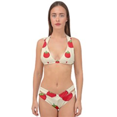 Fresh Tomato Double Strap Halter Bikini Set