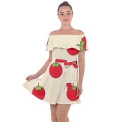 Fresh Tomato Off Shoulder Velour Dress