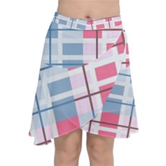 Fabric Textile Plaid Chiffon Wrap Front Skirt