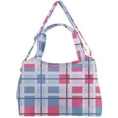 Fabric Textile Plaid Double Compartment Shoulder Bag