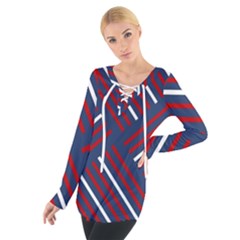 Geometric Background Stripes Tie Up Tee by HermanTelo