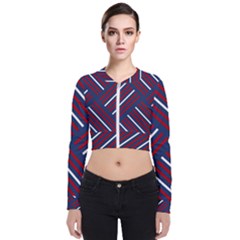 Geometric Background Stripes Long Sleeve Zip Up Bomber Jacket