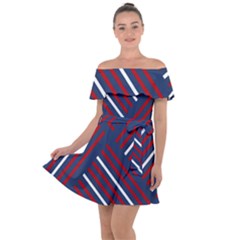 Geometric Background Stripes Off Shoulder Velour Dress by HermanTelo