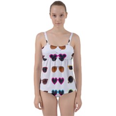 Eyeglasses Twist Front Tankini Set