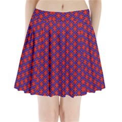 Blue Pattern Texture Pleated Mini Skirt