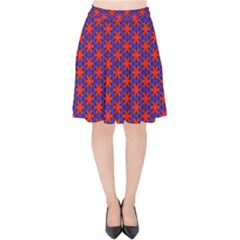 Blue Pattern Texture Velvet High Waist Skirt